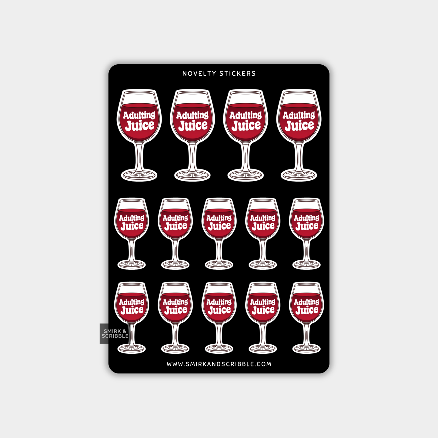 Funny Vinyl Sticker Sheet - Adulting Juice Red Wine
