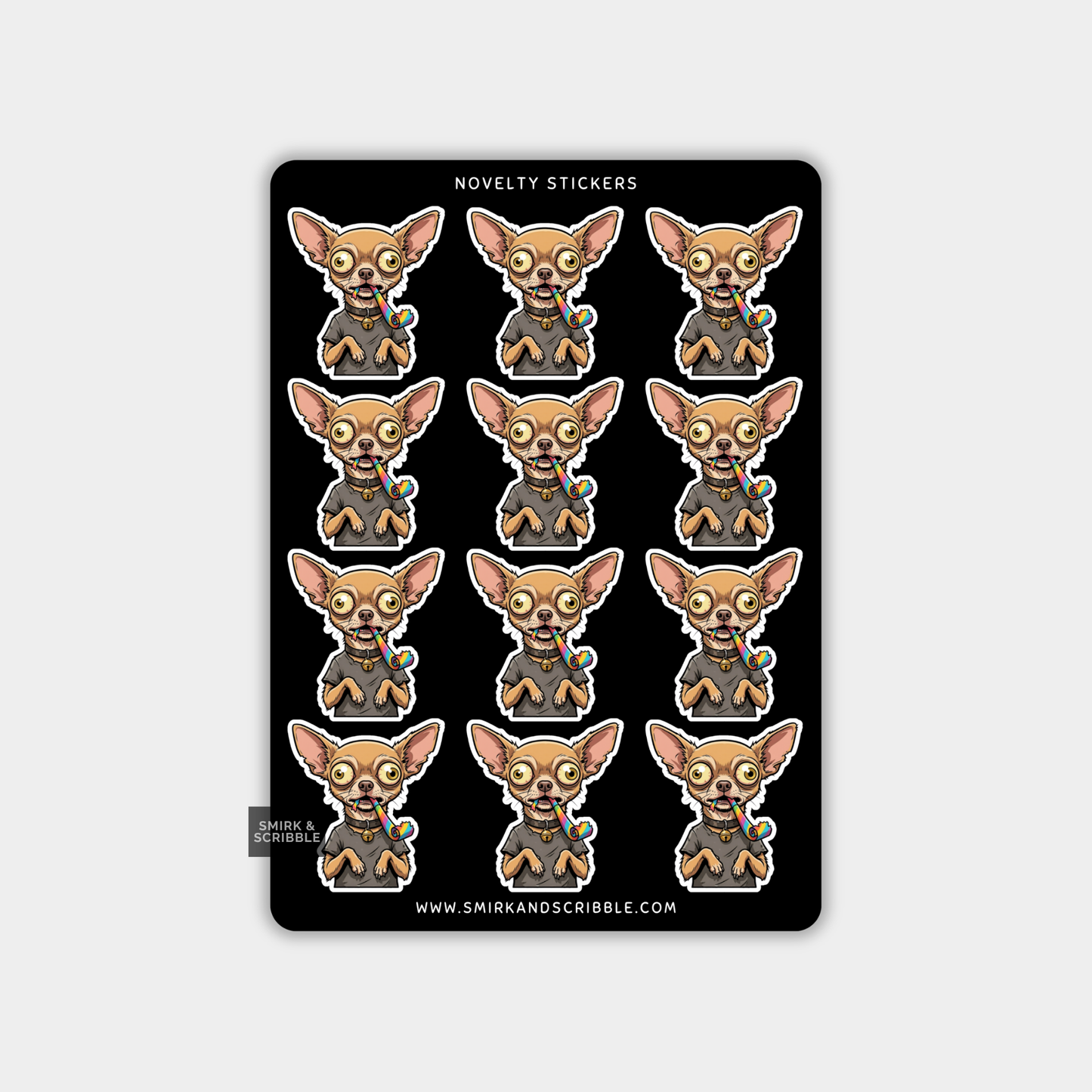 Funny Vinyl Sticker Sheet - Birthday Chihuahua