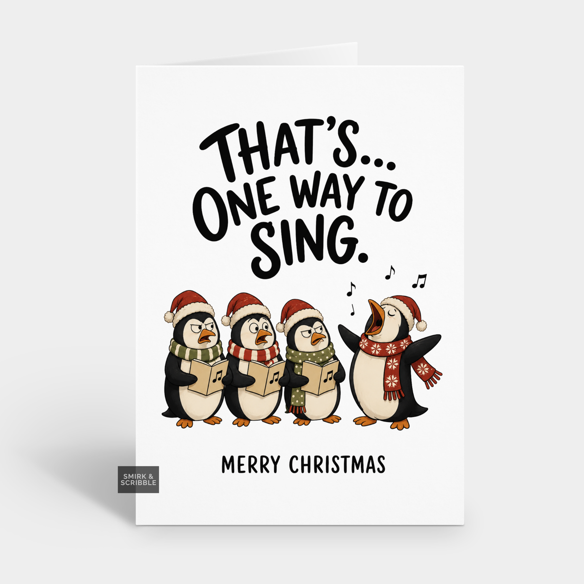 Funny Christmas Card - Singing Penguins