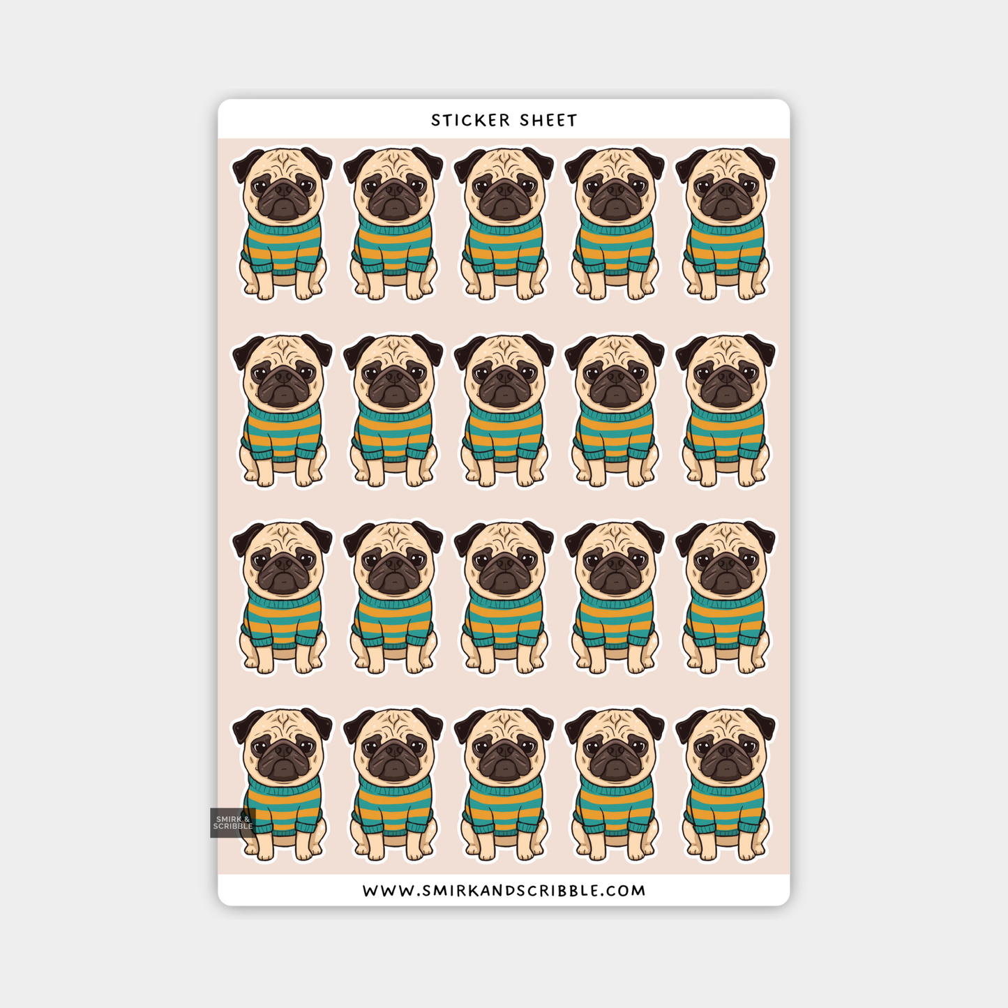Pug Sticker Sheet