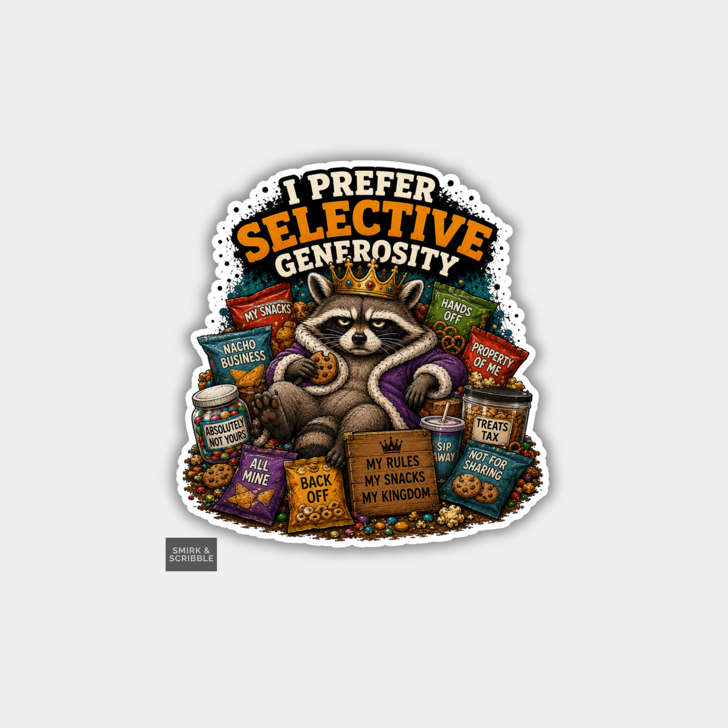 Funny Vinyl Die Cut Sticker - Selective Raccoon