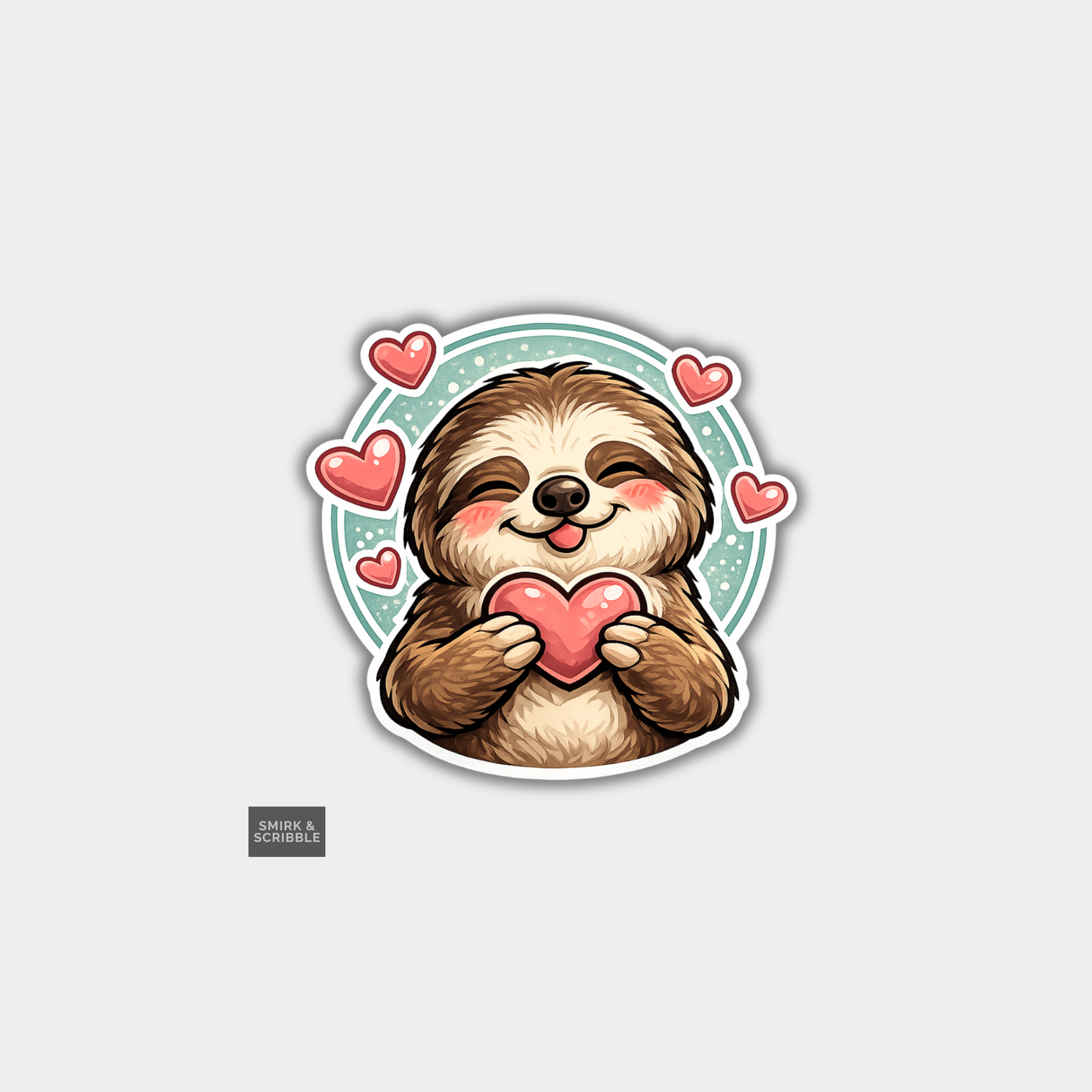 Funny Die Cut Vinyl Sticker - Cute Love Sloth