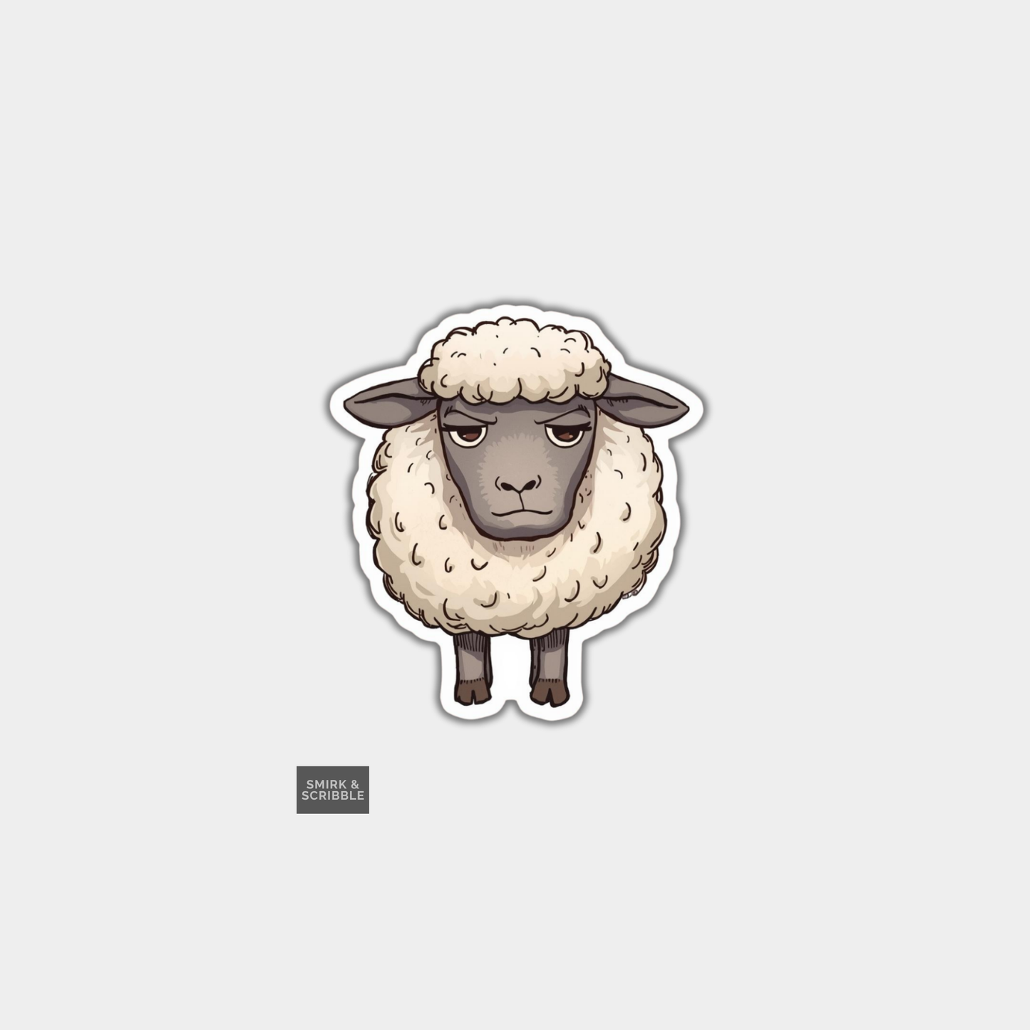 Funny Vinyl Die Cut Sticker - Grumpy Sheep