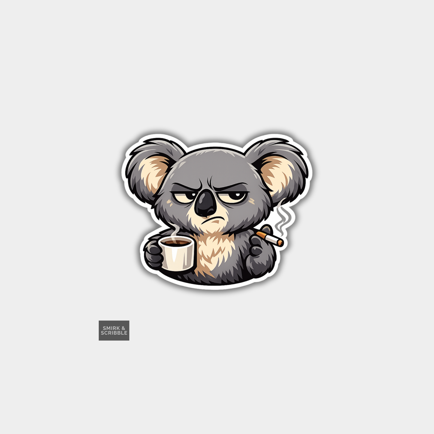 Funny Die Cut Vinyl Sticker - Smoking Koala
