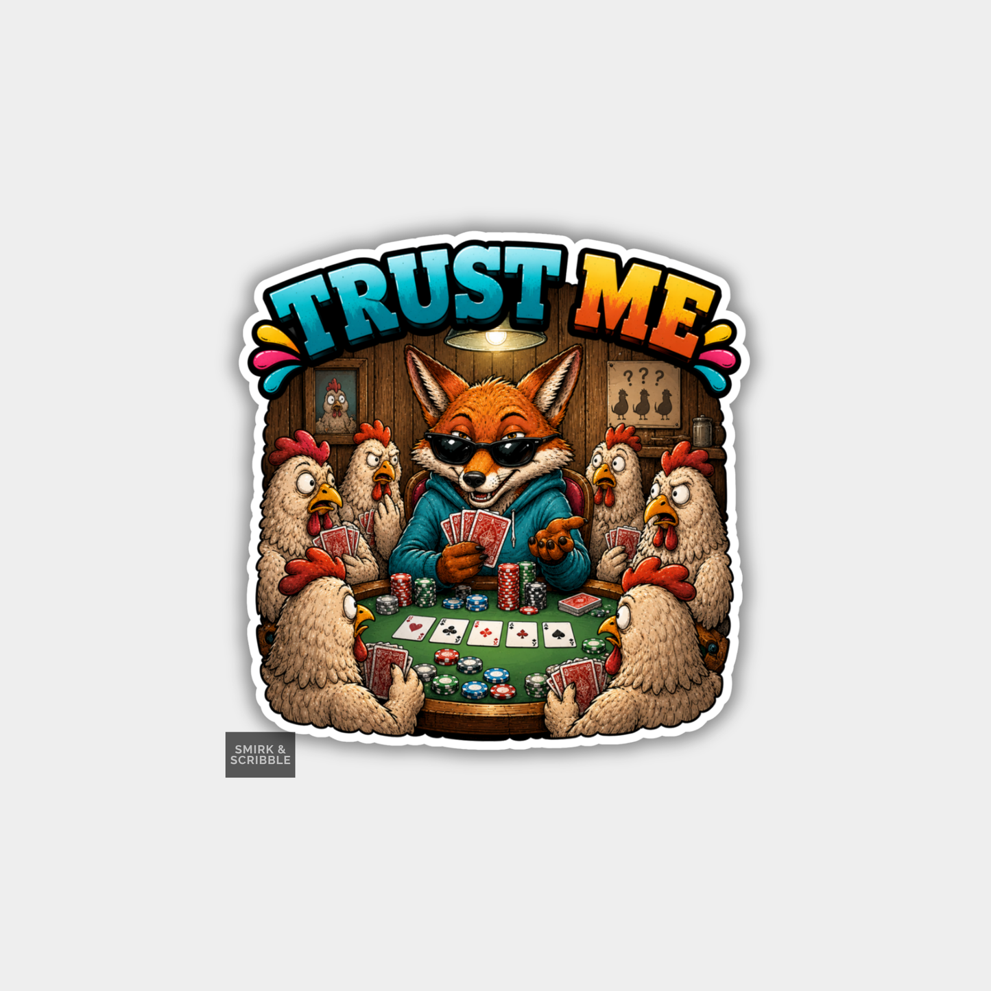 Funny Vinyl Die Cut Sticker - Trust Me Fox