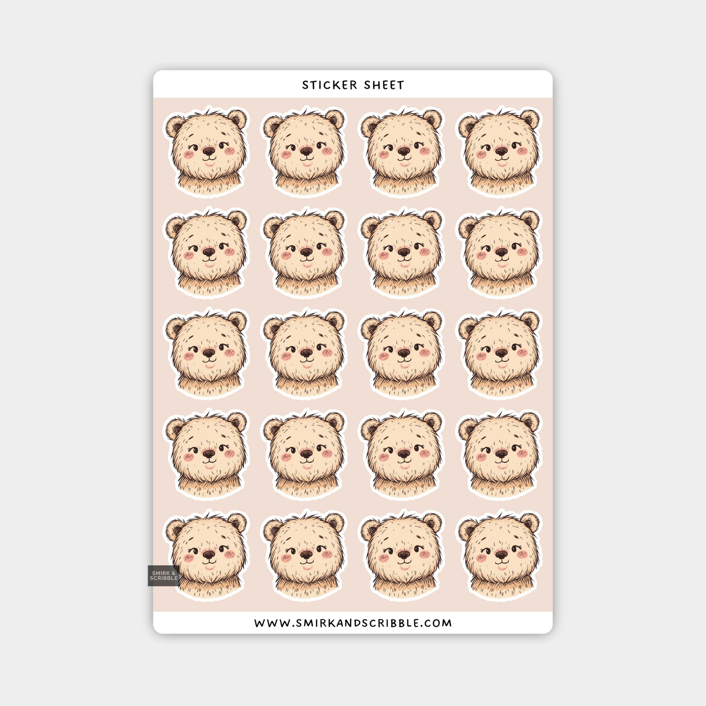 Cute Bear Sticker Sheet
