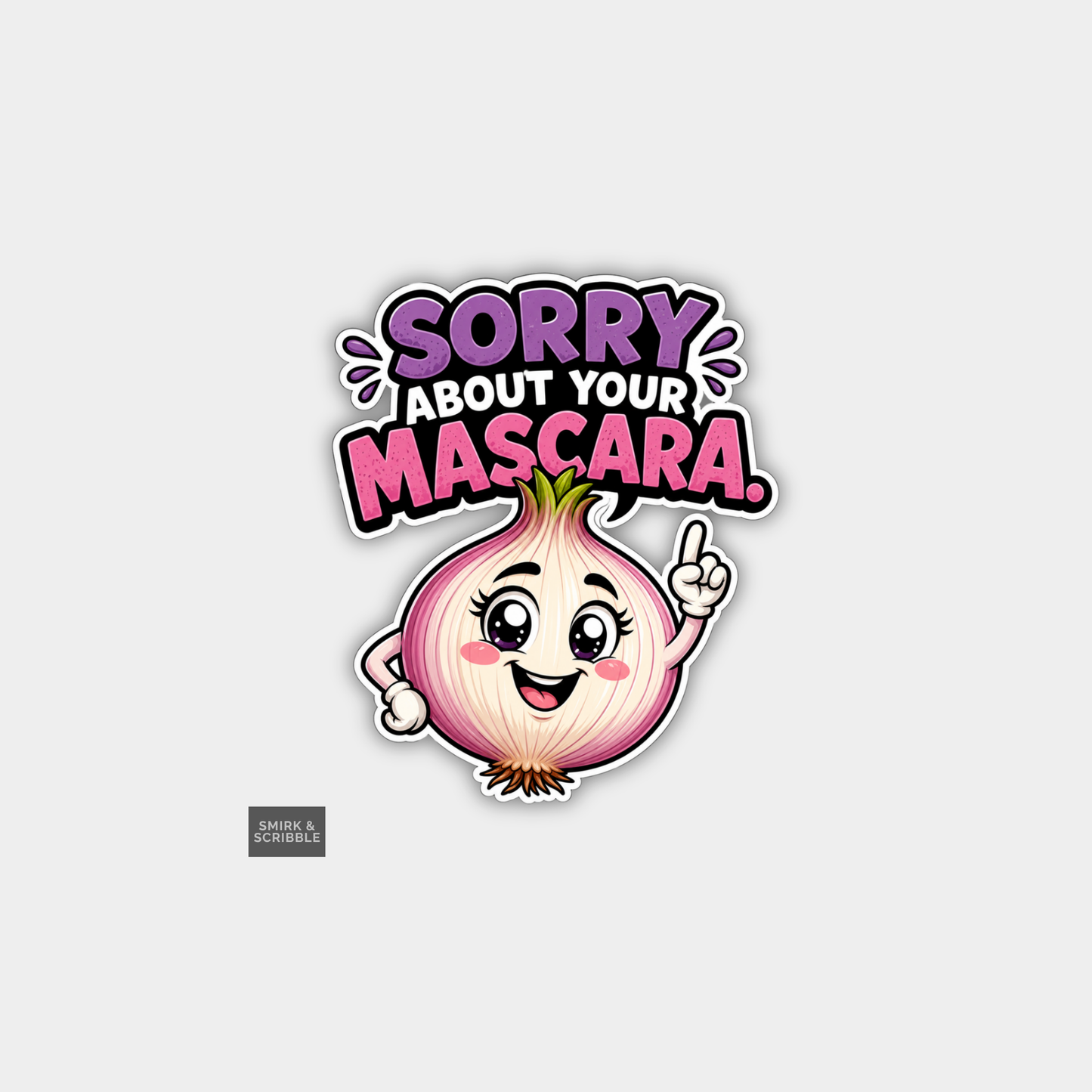 Funny Character Vinyl Sticker - Onion Mascara Sorry