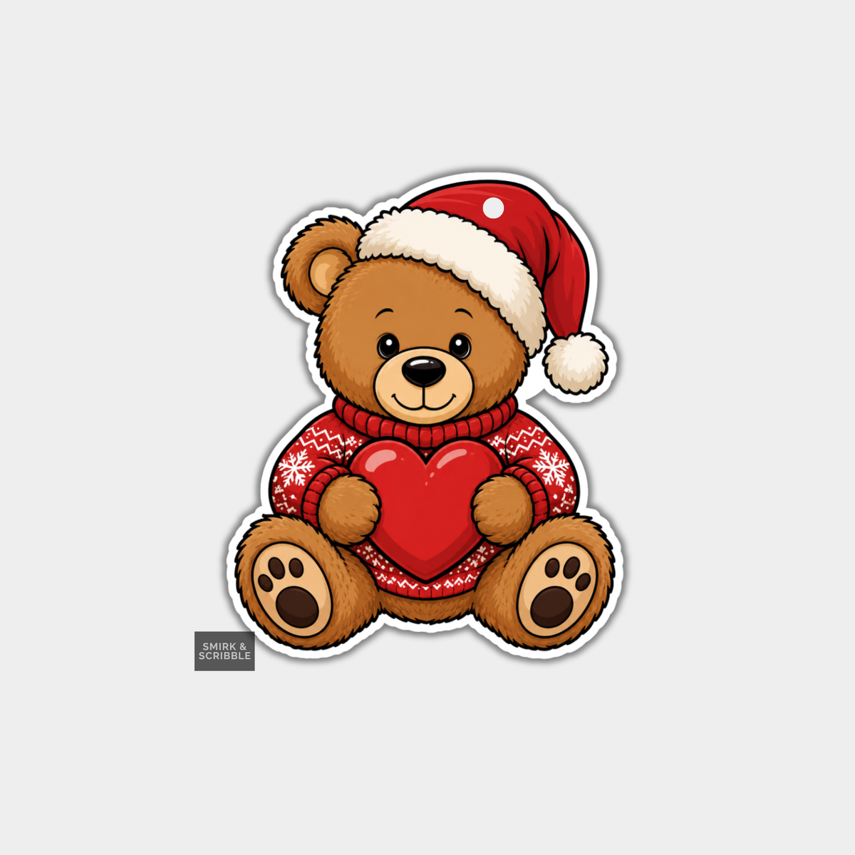 Funny Christmas Gift Tags - Cute Teddy & Heart