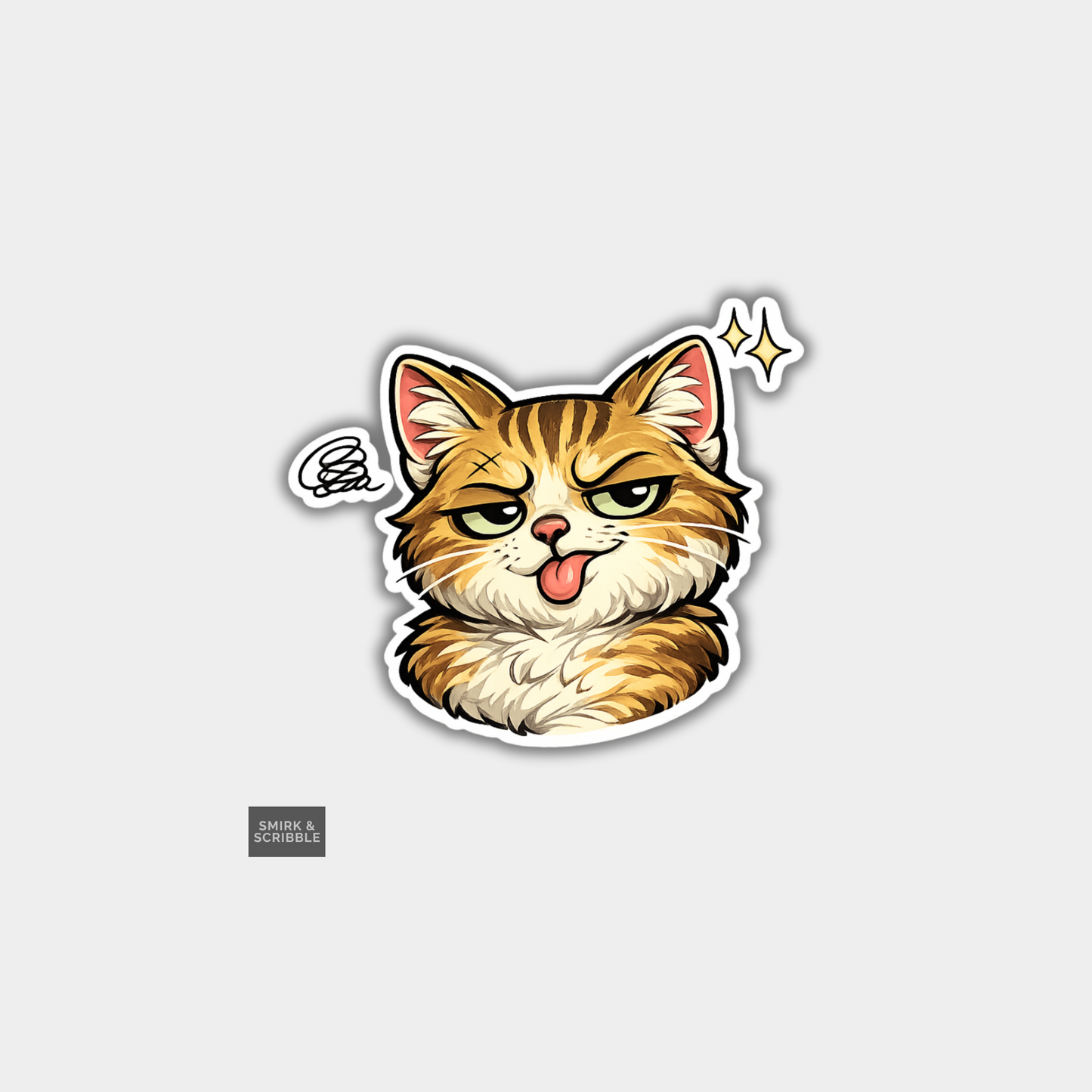 Funny Die Cut Vinyl Sticker - Cheeky Cat Face