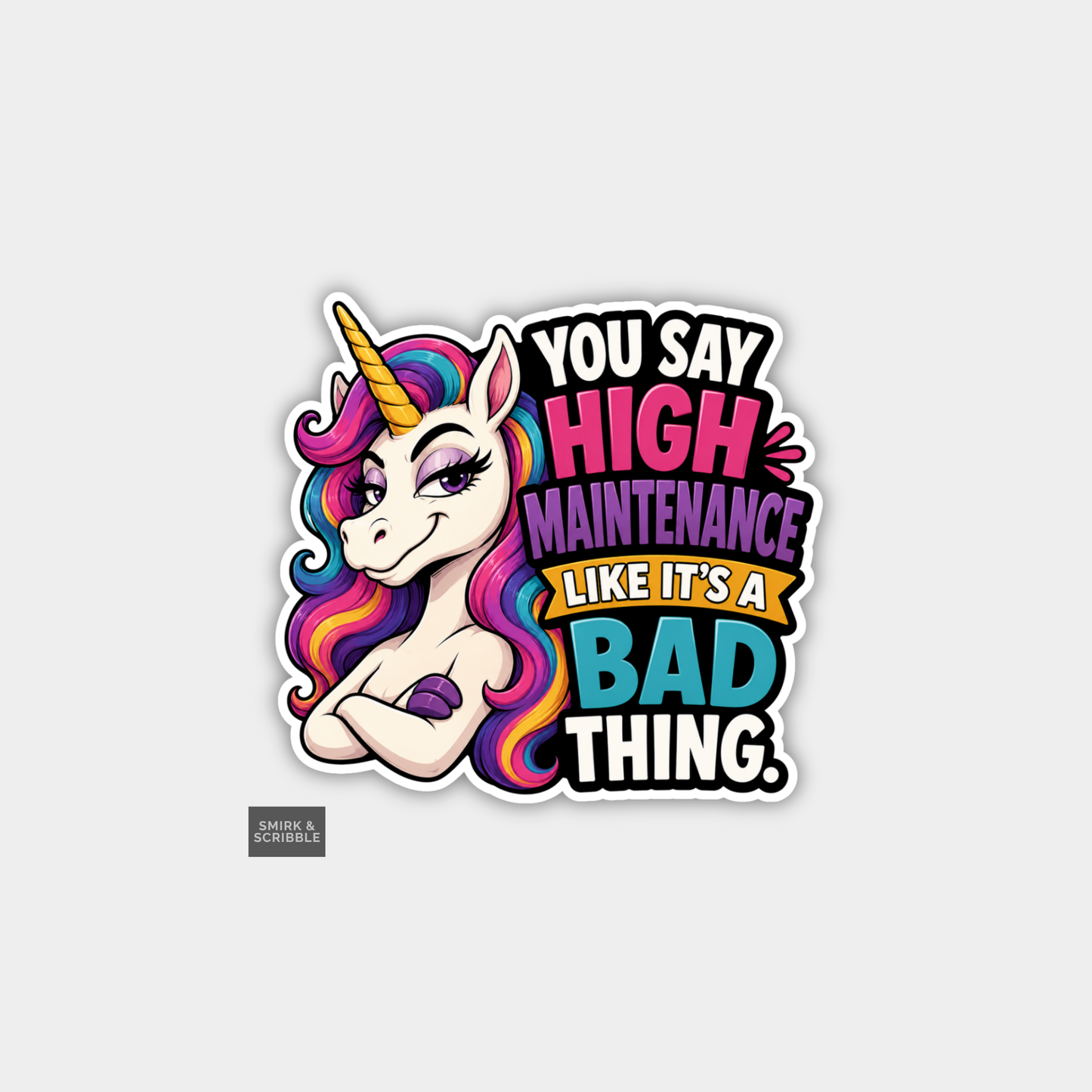 Funny Character Vinyl Sticker - Maintenance Unicorn