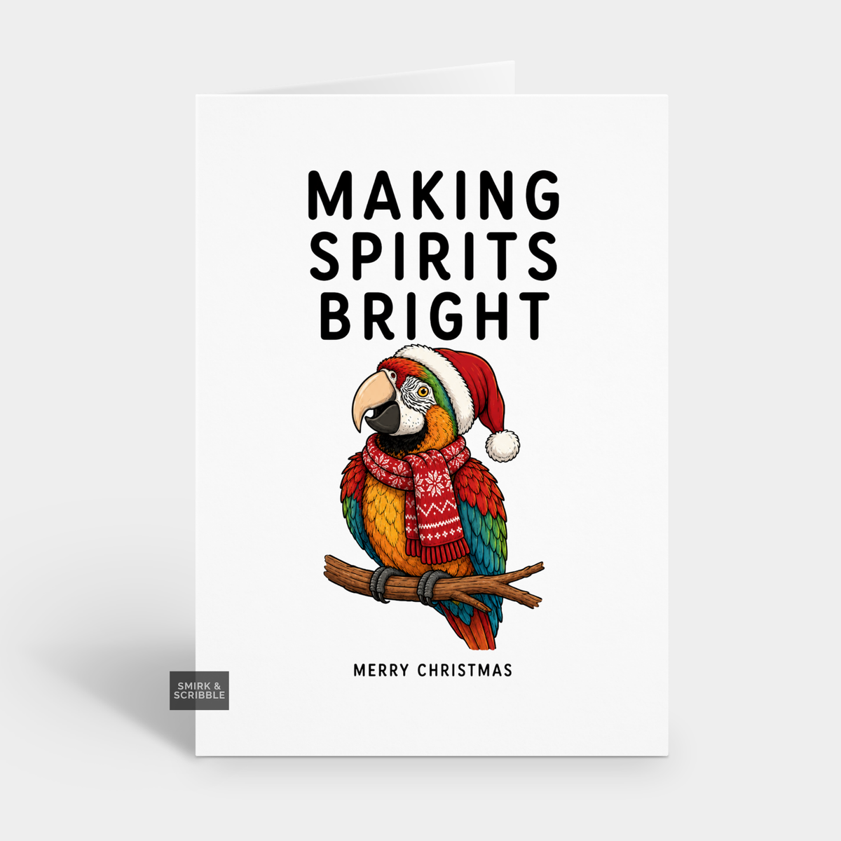 Funny Christmas Card - Bright Parrot
