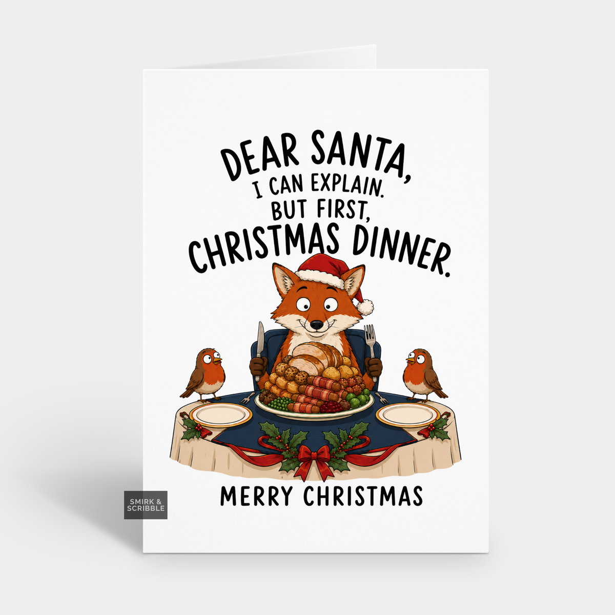 Funny Christmas Card - Dinner Fox