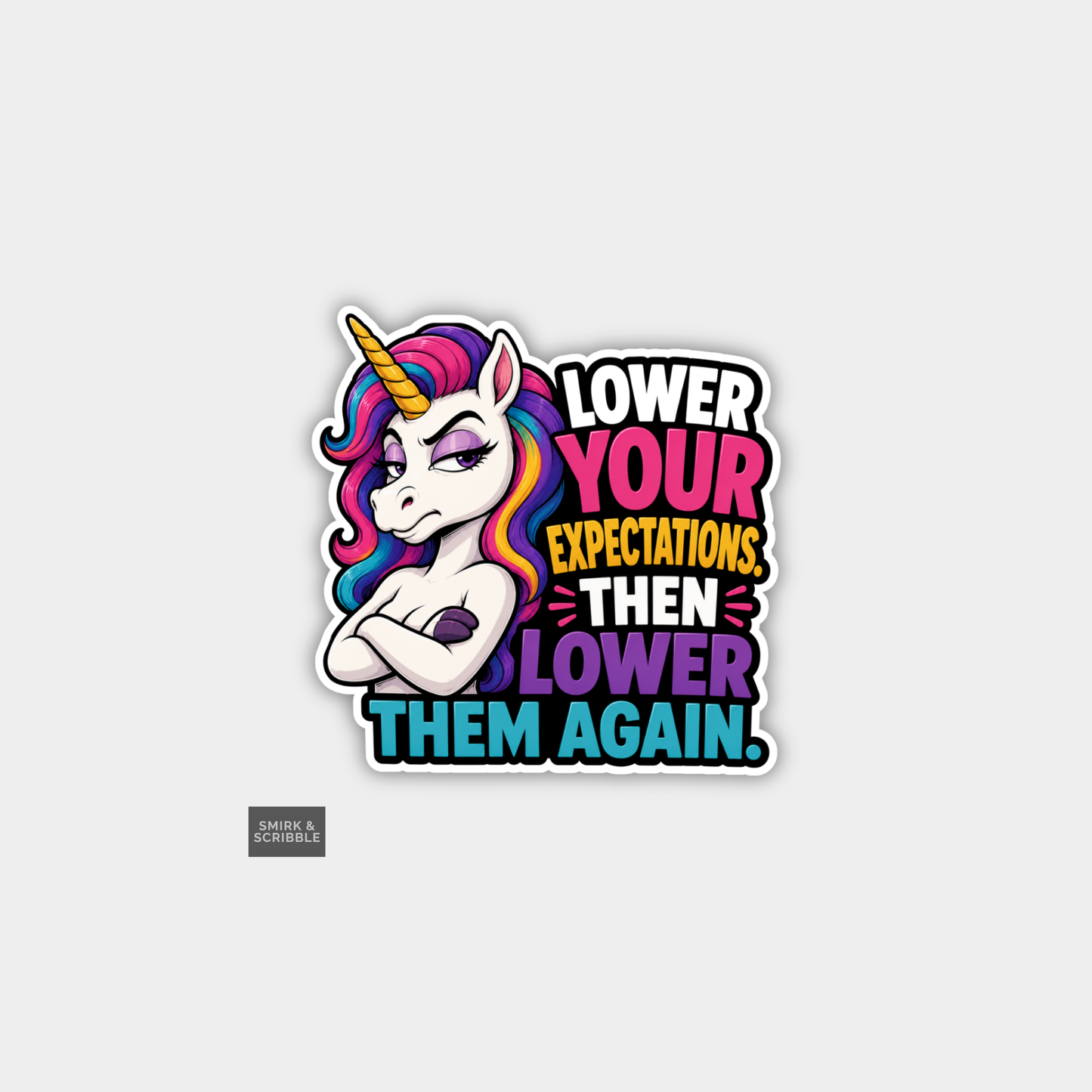 Funny Character Vinyl Sticker - Expectations Unicorn