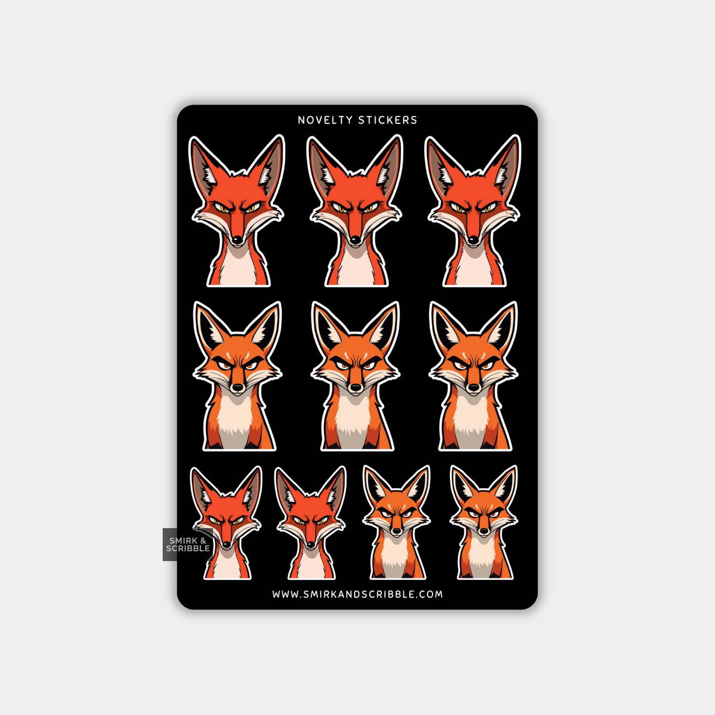 Funny Vinyl Sticker Sheet - Fox Assorted