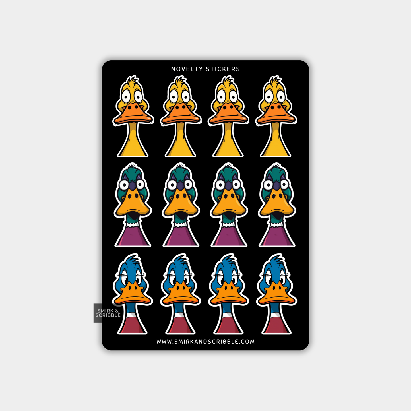 Funny Vinyl Sticker Sheet - Ducks Assorted