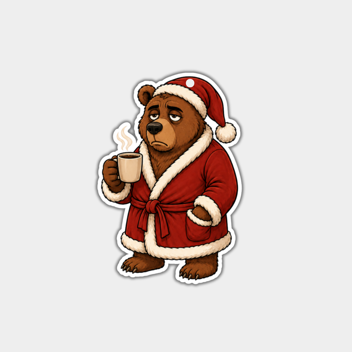 Funny Christmas Gift Tags - Cute Grumpy Bear In Santa Hat