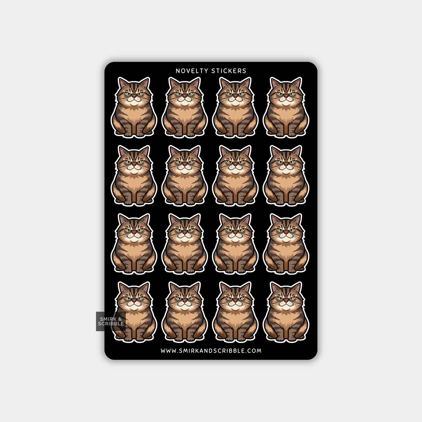 Funny Vinyl Sticker Sheet - Brown Cat
