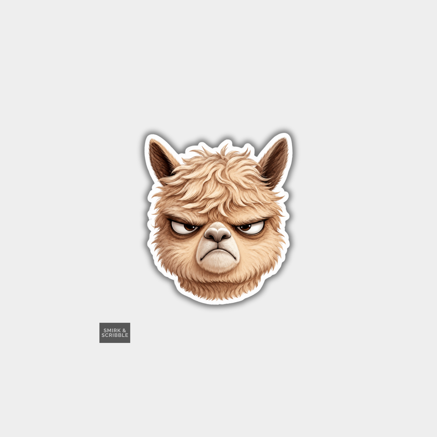 Funny Die Cut Vinyl Sticker - Grumpy Llama