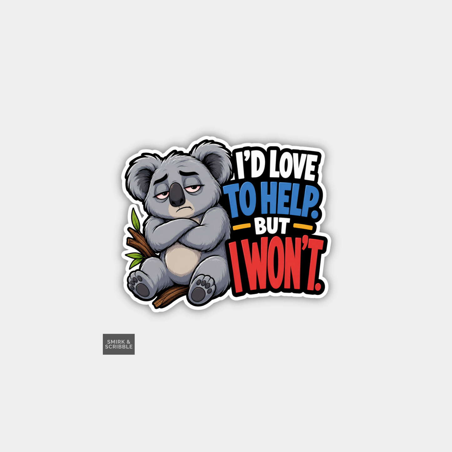 Funny Character Vinyl Sticker - Love To Help Koala