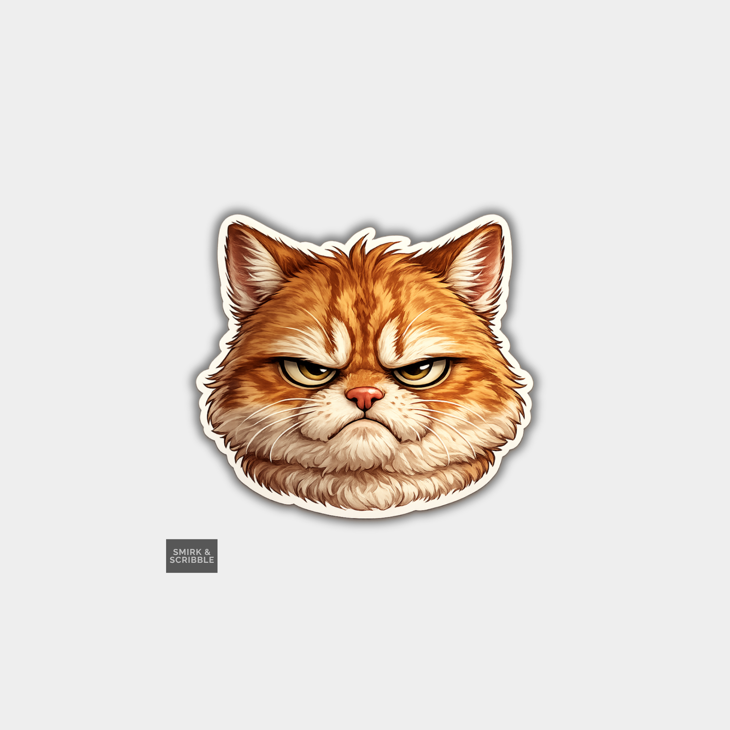 Funny Die Cut Vinyl Sticker - Grumpy Cat Face
