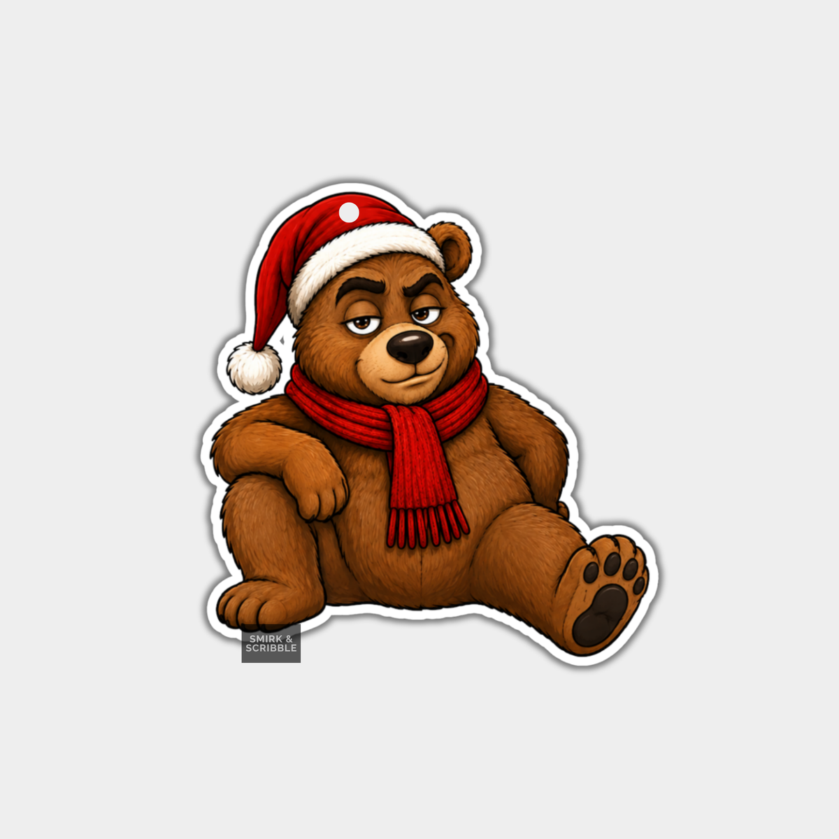 Funny Christmas Gift Tags - Cute Bear In Santa Hat