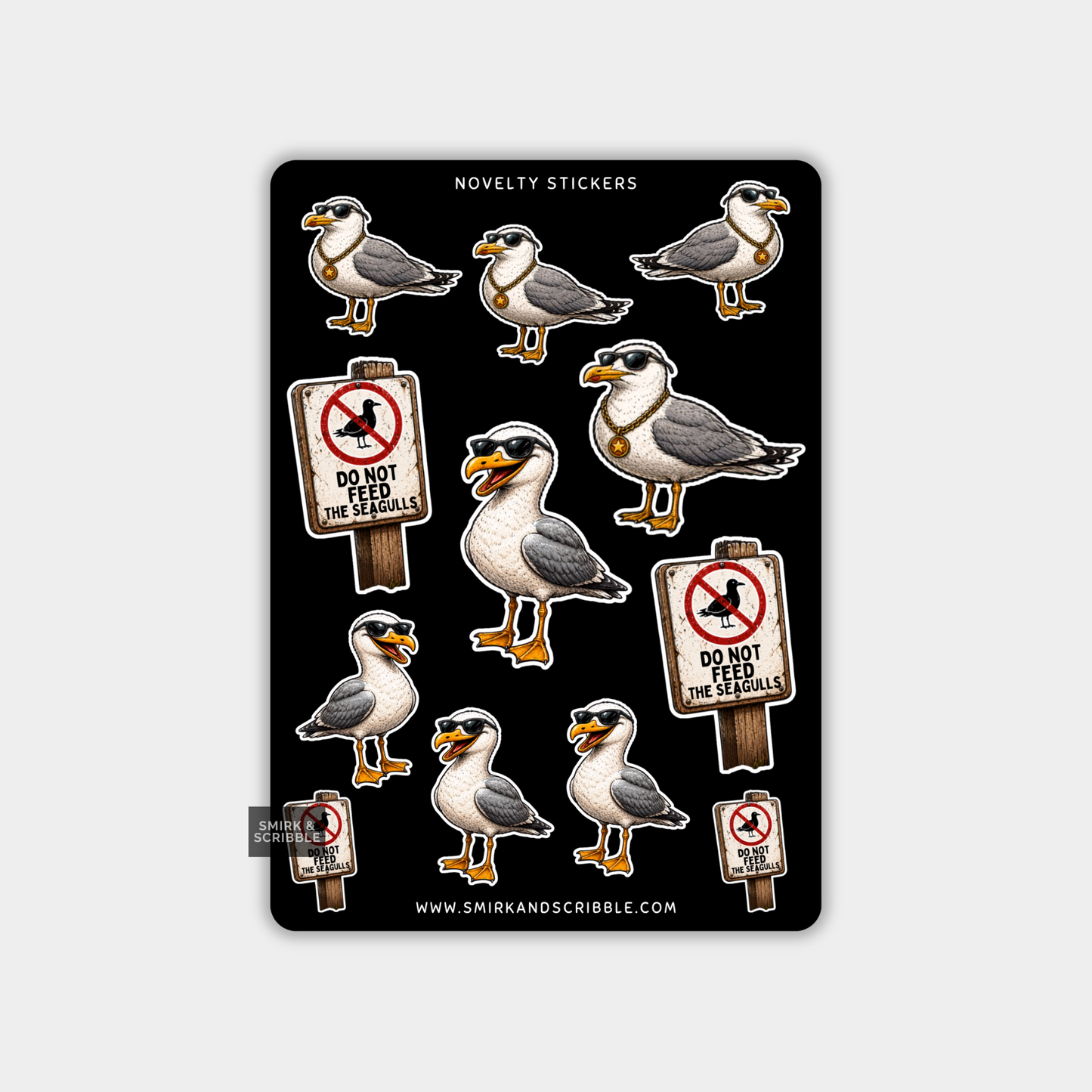 Funny Vinyl Sticker Sheet - Assorted Seagull