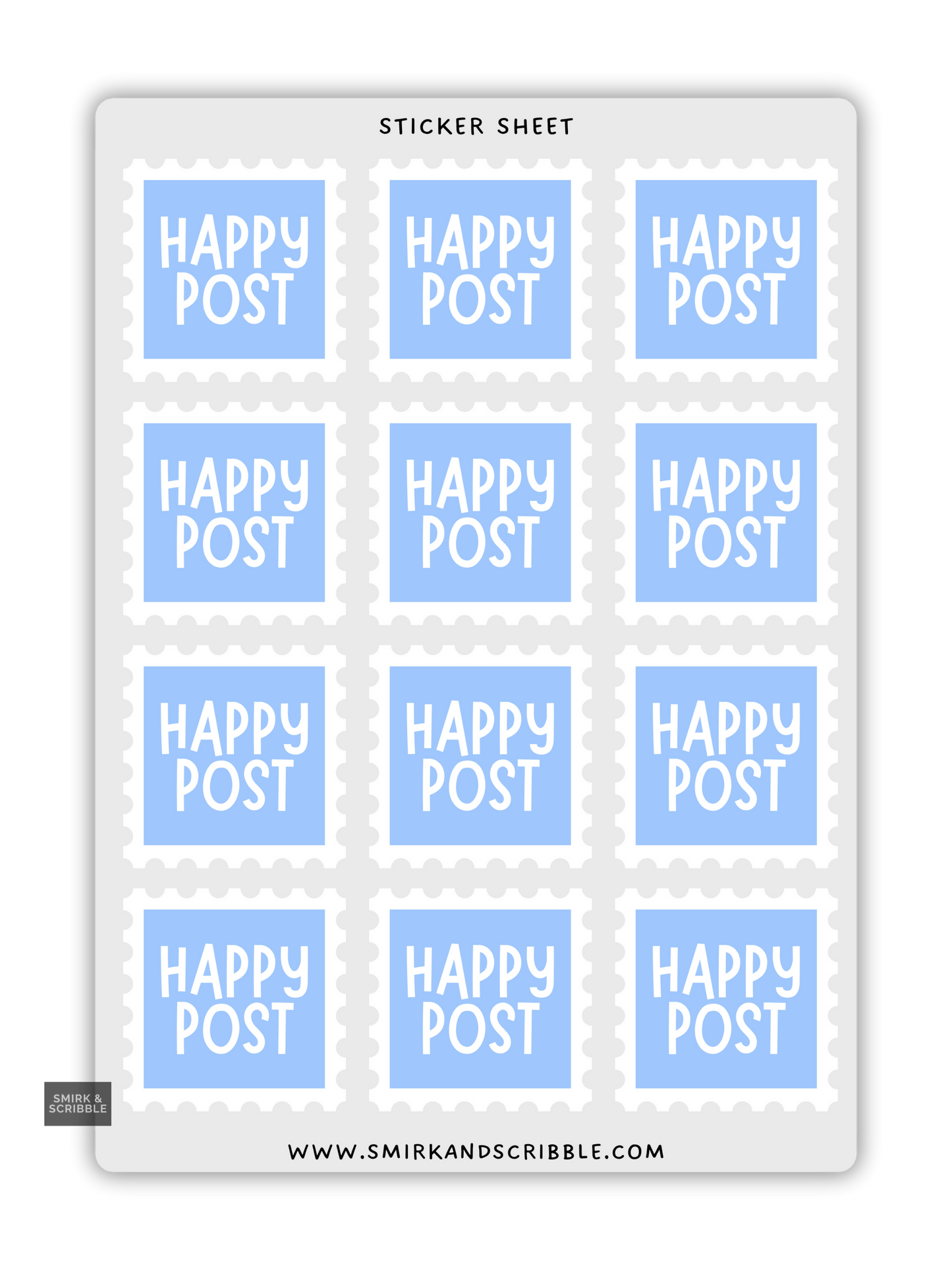 Blue Happy Post Stamp Stickers