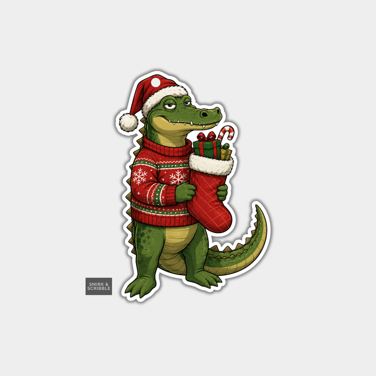 Funny Christmas Gift Tags - Grumpy Croc & Stocking