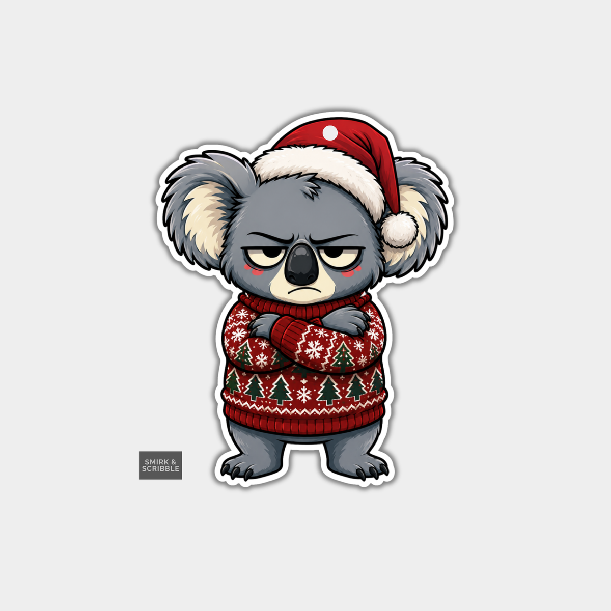 Funny Christmas Gift Tags - Grumpy Sulking Koala