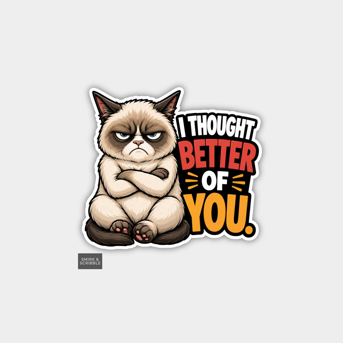 Funny Character Vinyl Sticker - Thought Better Cat