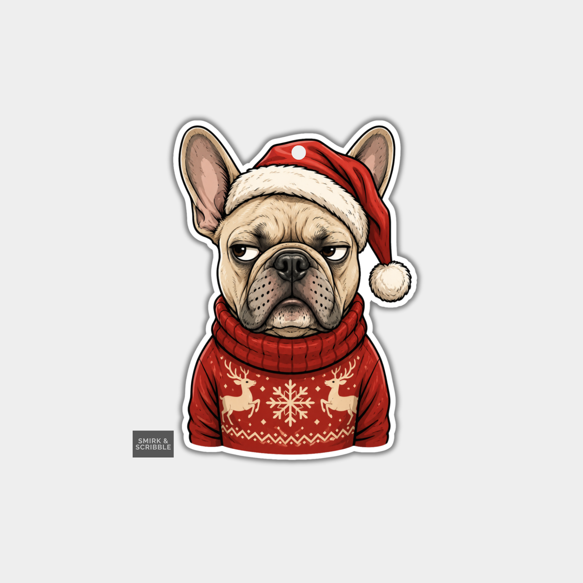 Funny Christmas Gift Tags - Grumpy French Bulldog