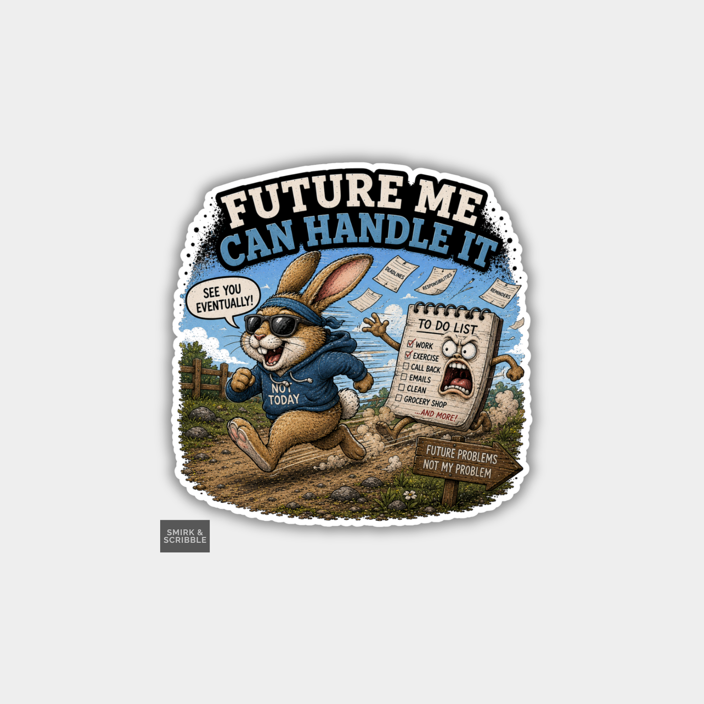 Funny Vinyl Die Cut Sticker - Future Rabbit