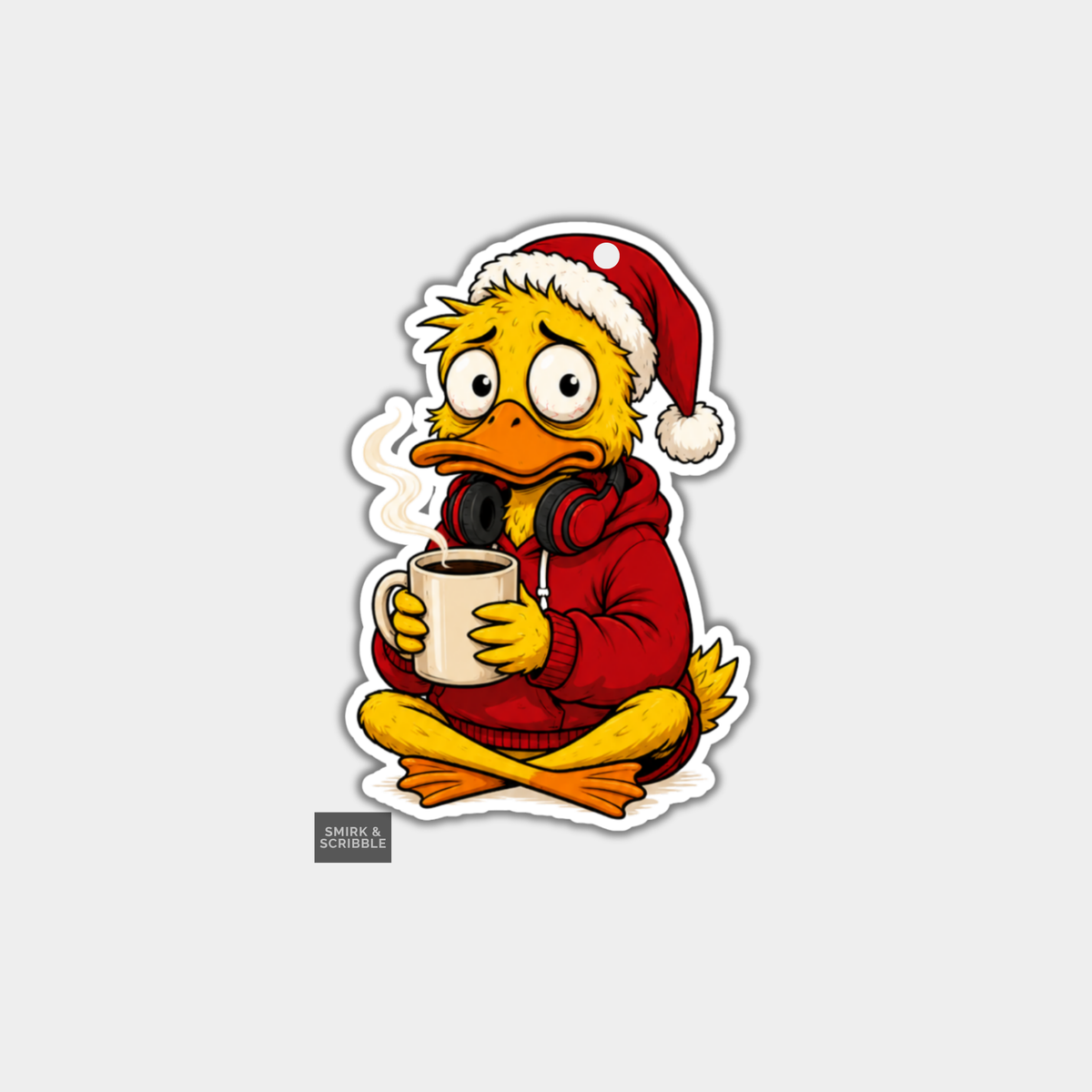 Funny Christmas Gift Tags - Cute Yellow Duck In Santa Hat