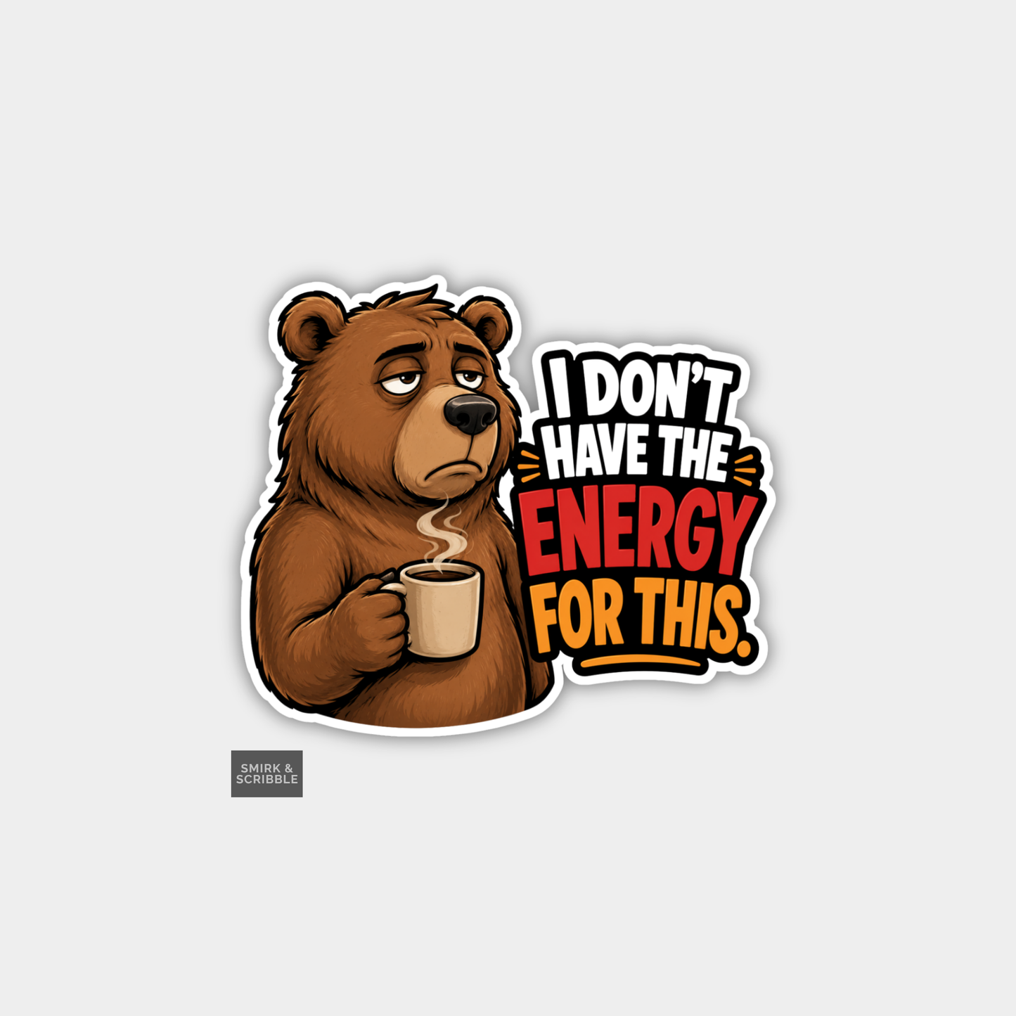 Funny Character Vinyl Sticker - Energy Bear