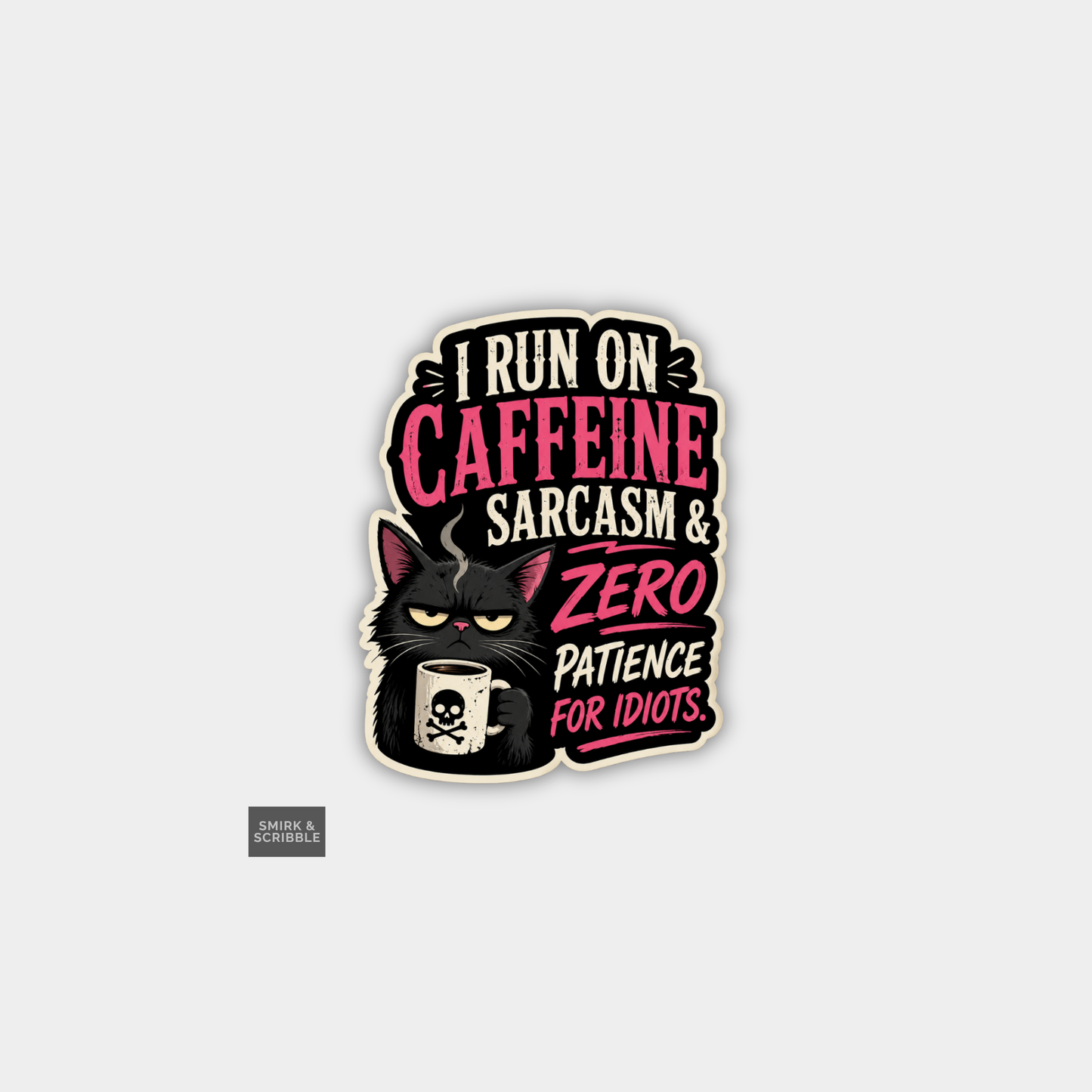 Funny Snarky Vinyl Sticker - Zero Patience Cat