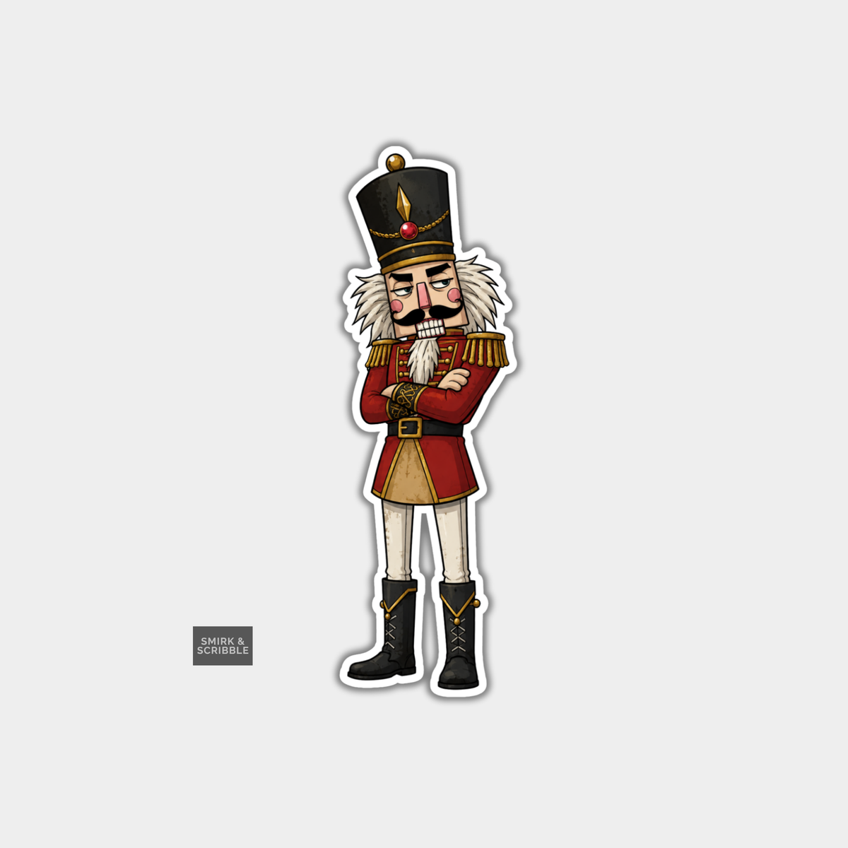 Funny Christmas Sticker - Nutcracker Standing Posing