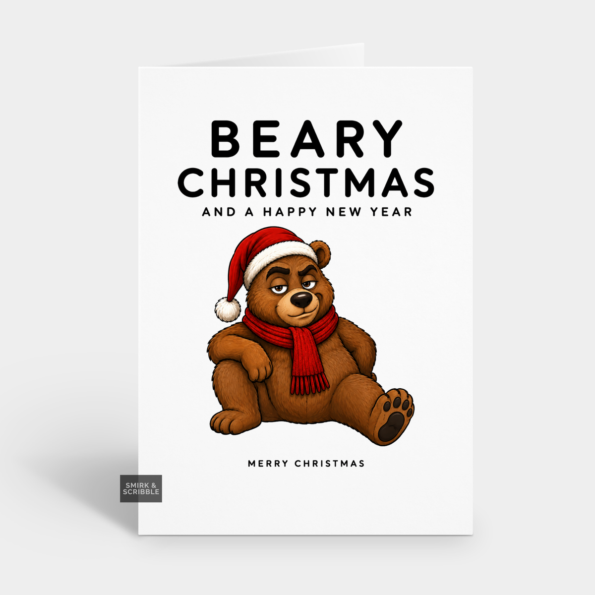 Funny Christmas Card - Brown Bear Sitting