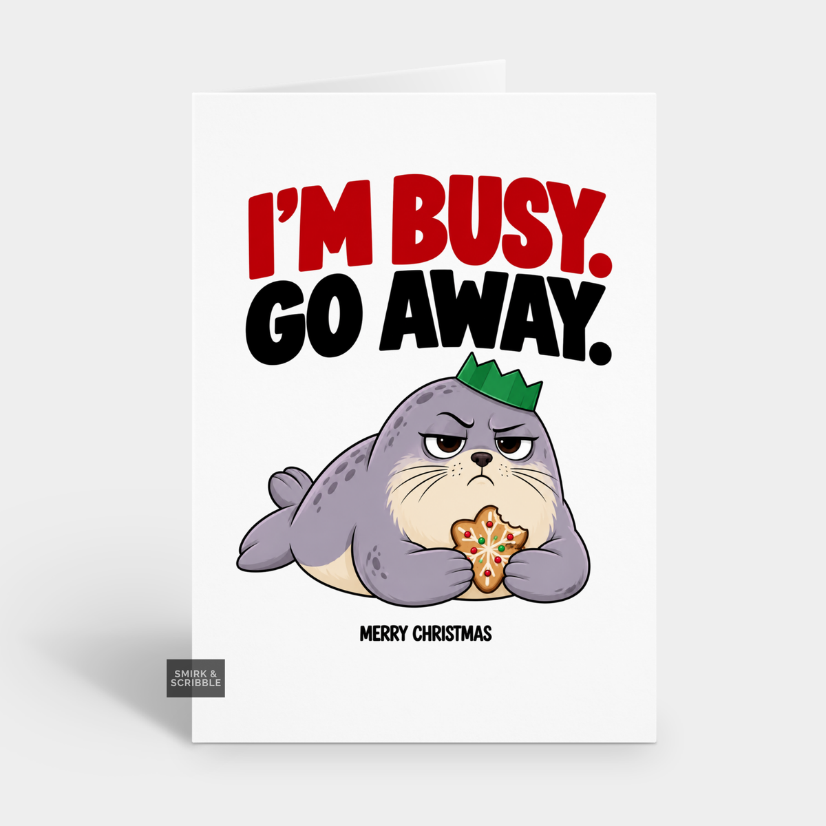 Funny Christmas Card - Busy Go Away