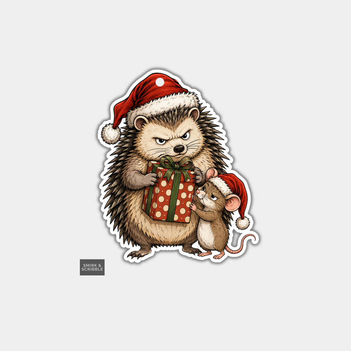 Funny Christmas Gift Tags - Hedgehog & Mouse