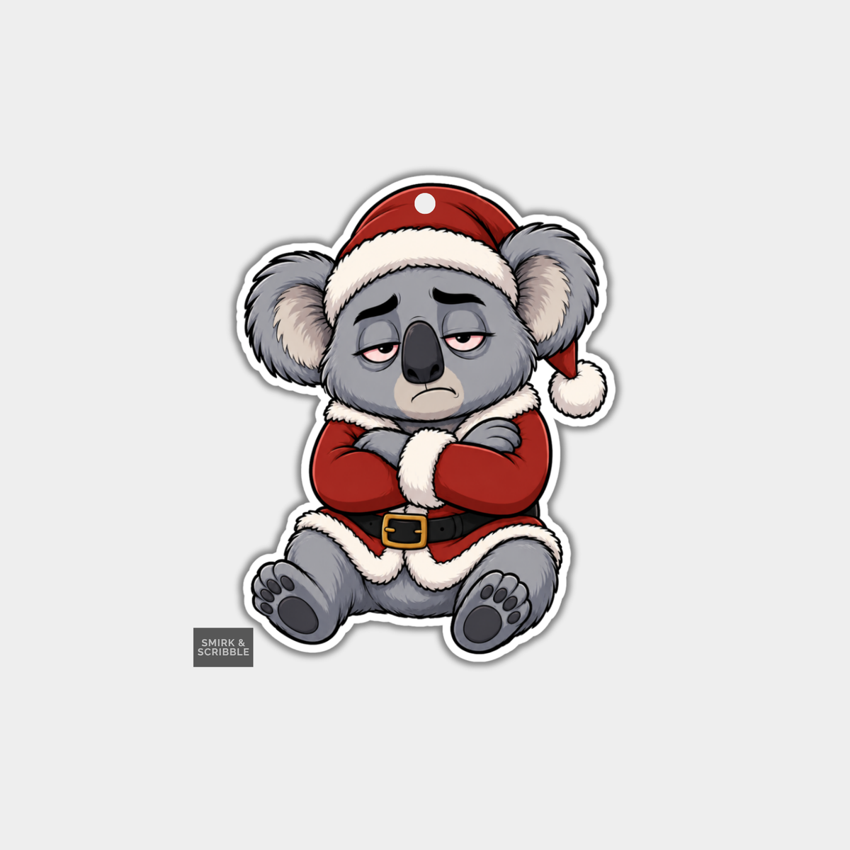 Funny Christmas Gift Tags - Grumpy Santa Koala