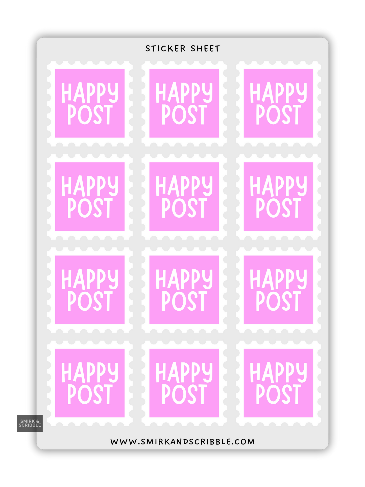 Pink Happy Post Stamp Stickers