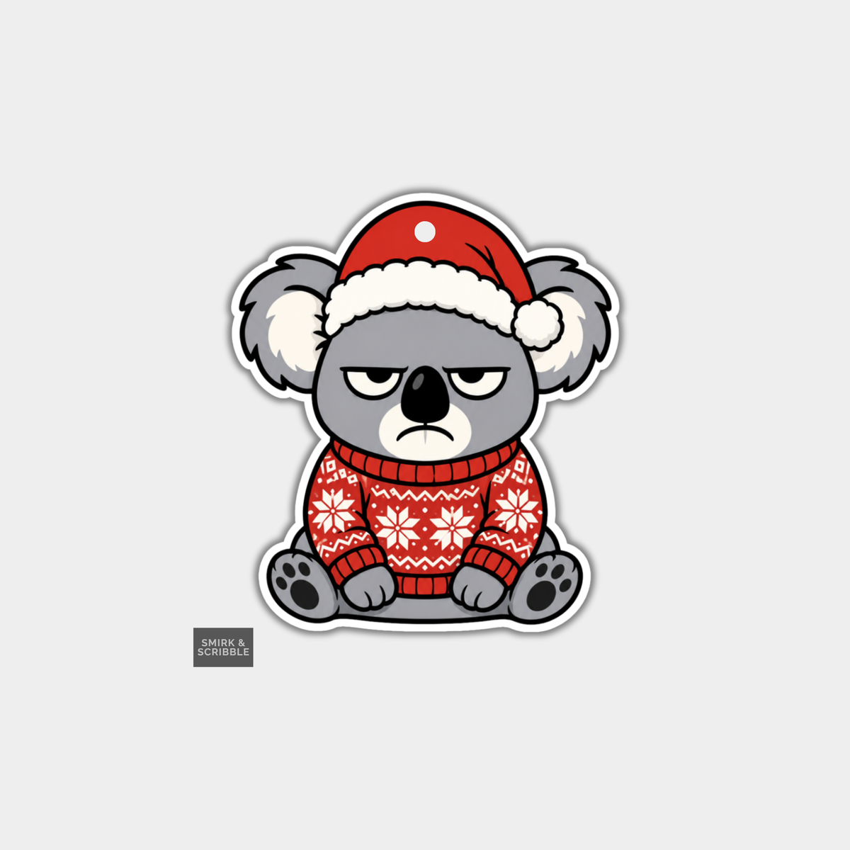 Funny Christmas Gift Tags - Cute Grumpy Koala
