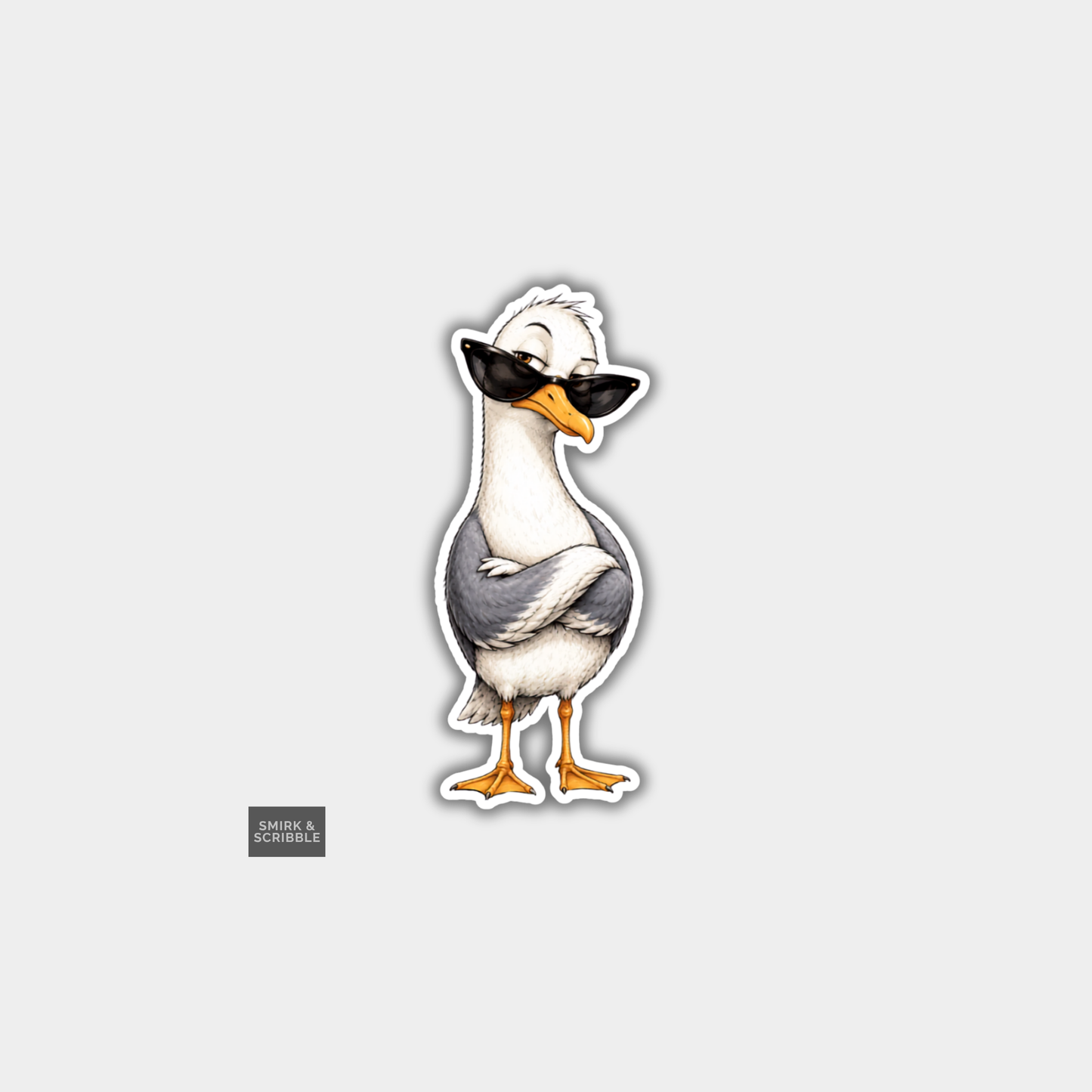 Funny Die Cut Vinyl Sticker - Seagull In Sunglasses