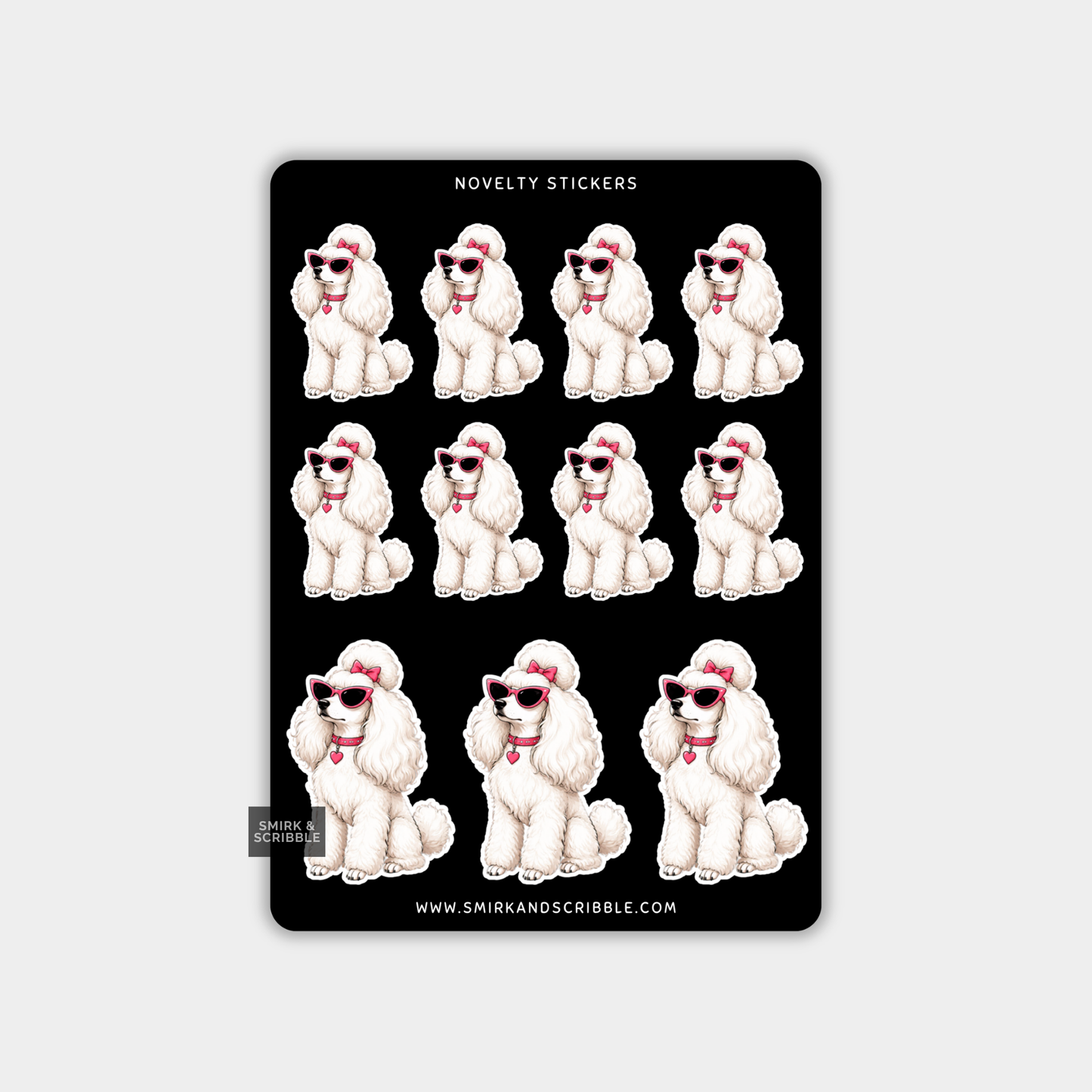 Funny Vinyl Sticker Sheet - Cute Glam Poodle