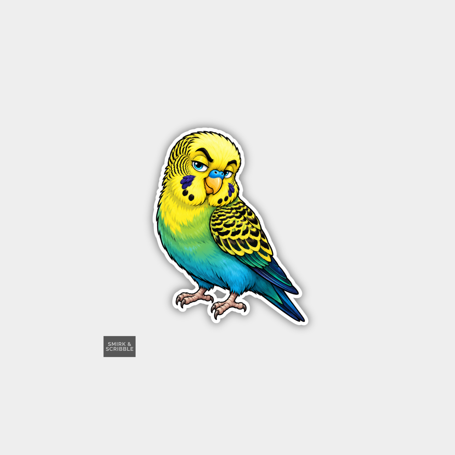 Funny Character Vinyl Sticker - Cute Posing Budgie