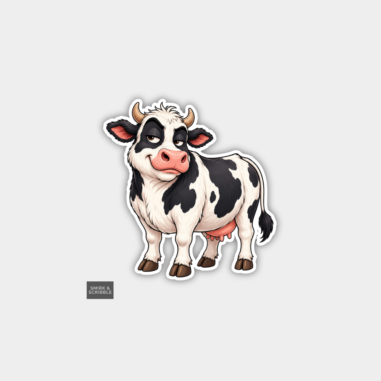 Funny Character Vinyl Sticker - Cute Posing Cow