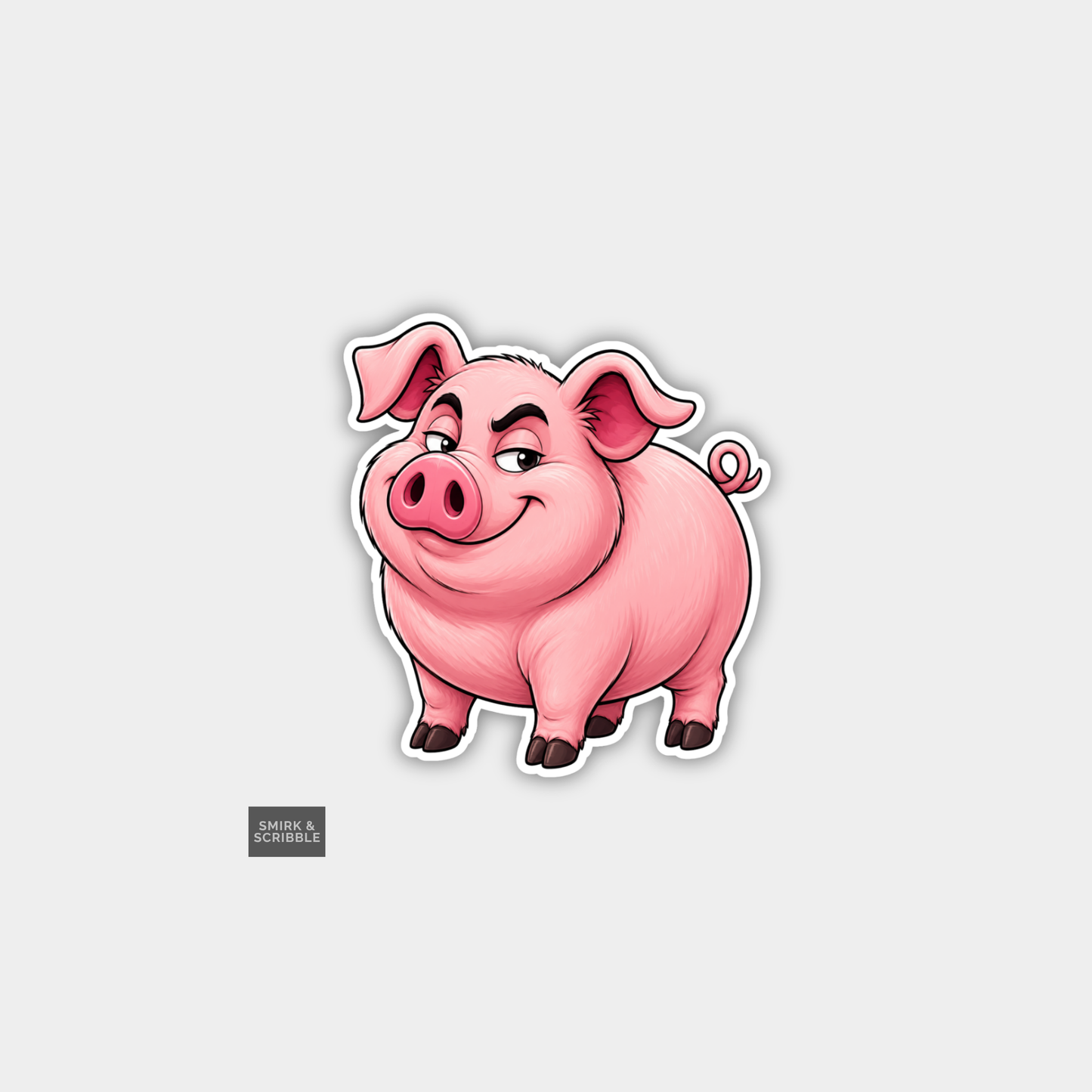Funny Character Vinyl Sticker - Cute Posing Pig