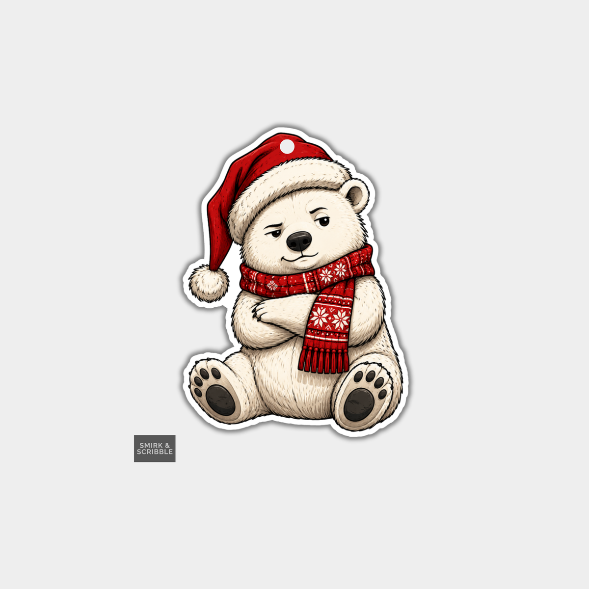 Funny Christmas Gift Tags - Cute Polar Bear Sitting