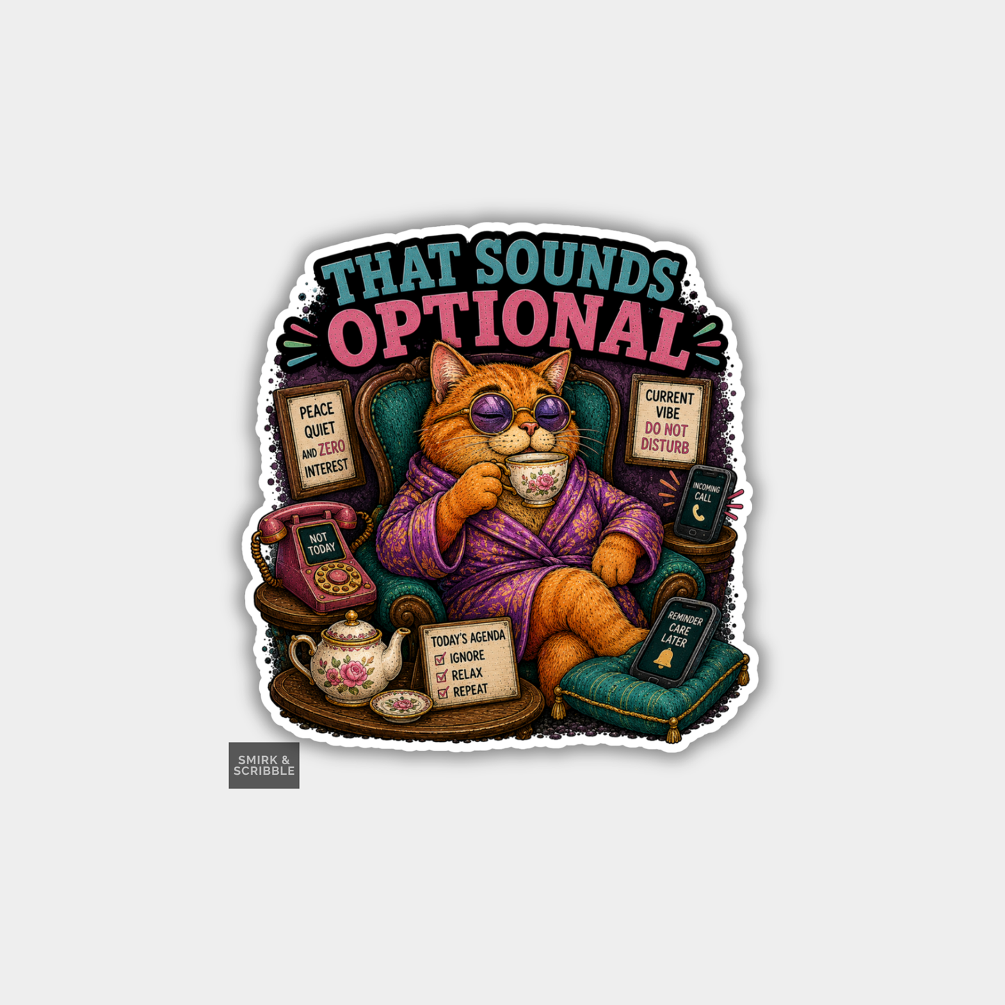 Funny Vinyl Die Cut Sticker - Optional Cat