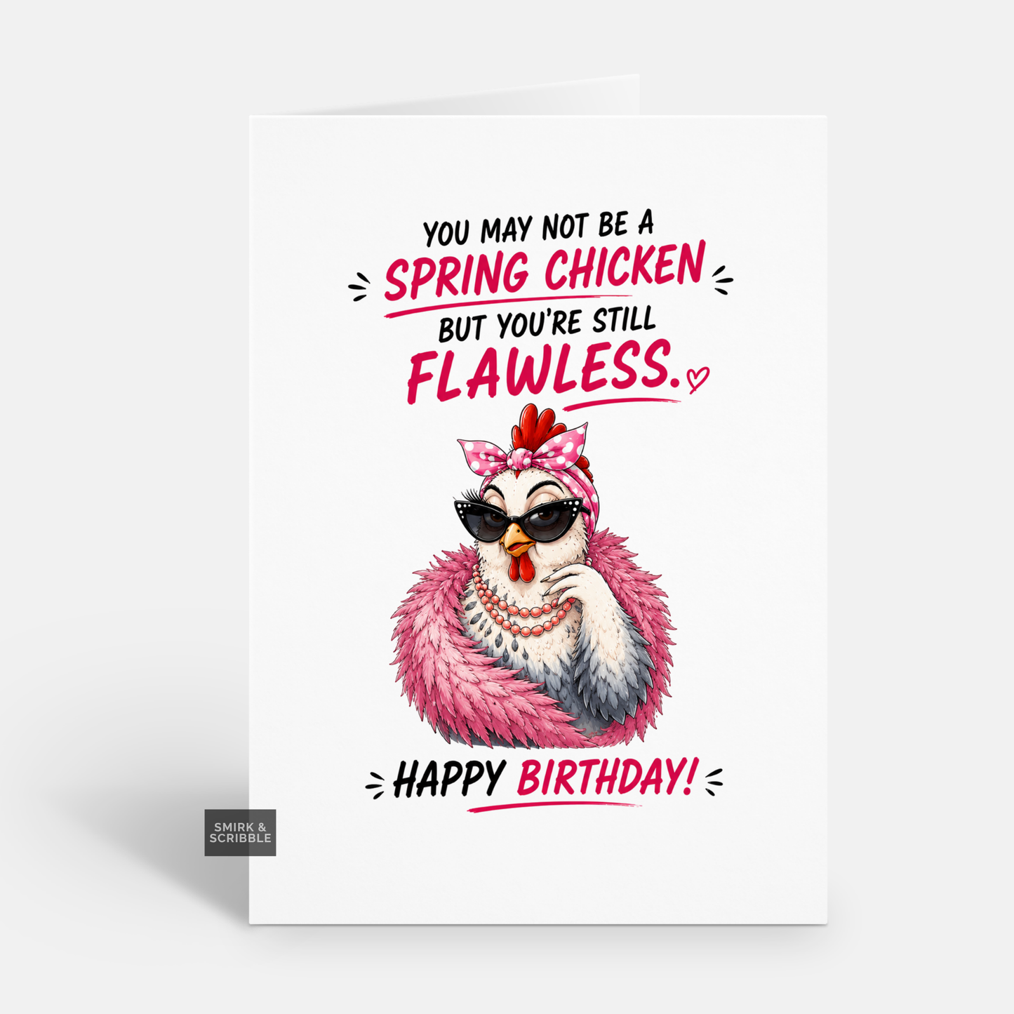 Funny Birthday Card - Glam Flawless Chicken